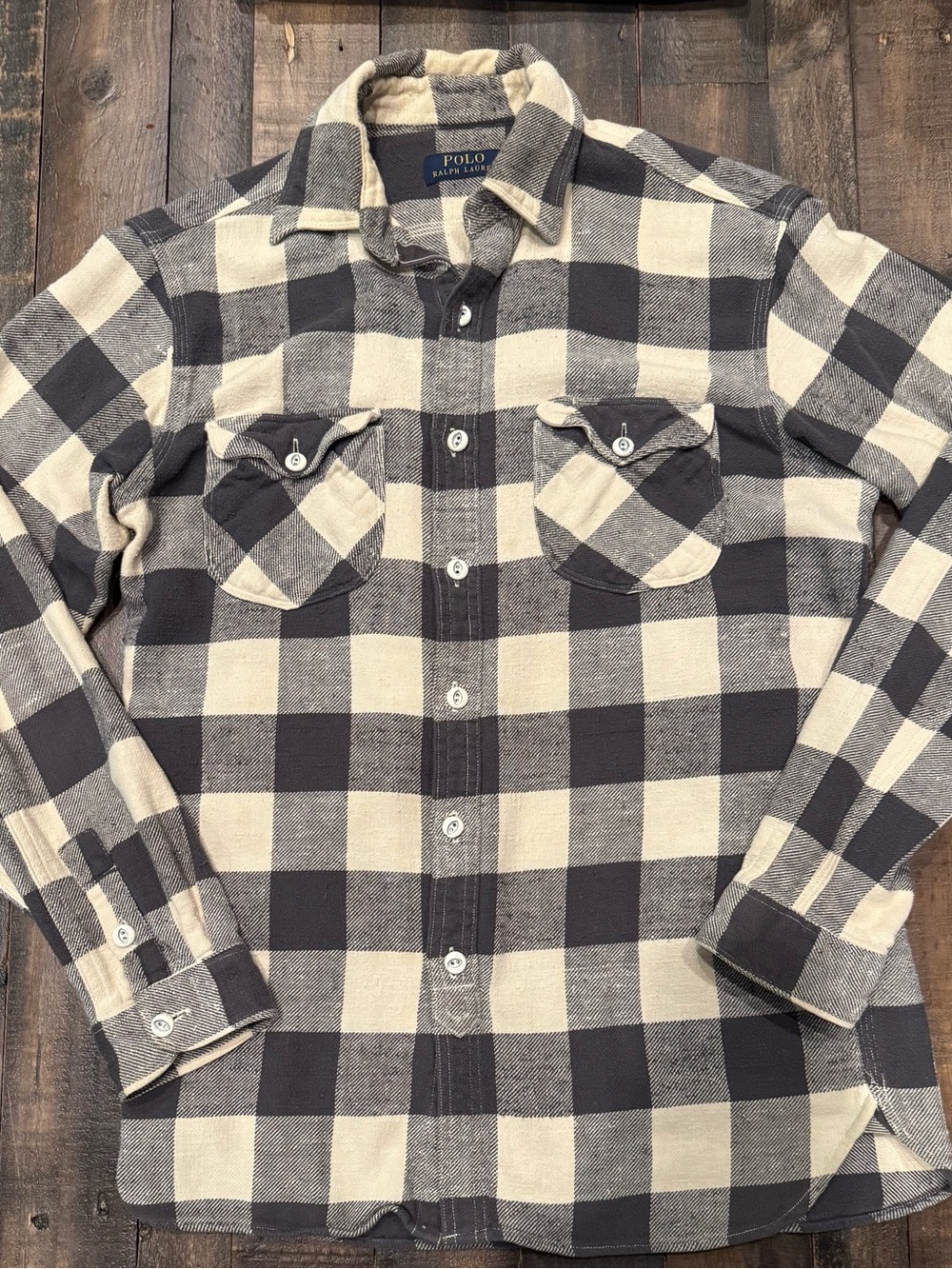 Ralph Lauren Black & Cream Buffalo Plaid Button-Down Shirt